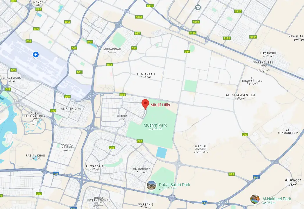 Asayel Avenue at Mirdif Hills location map
