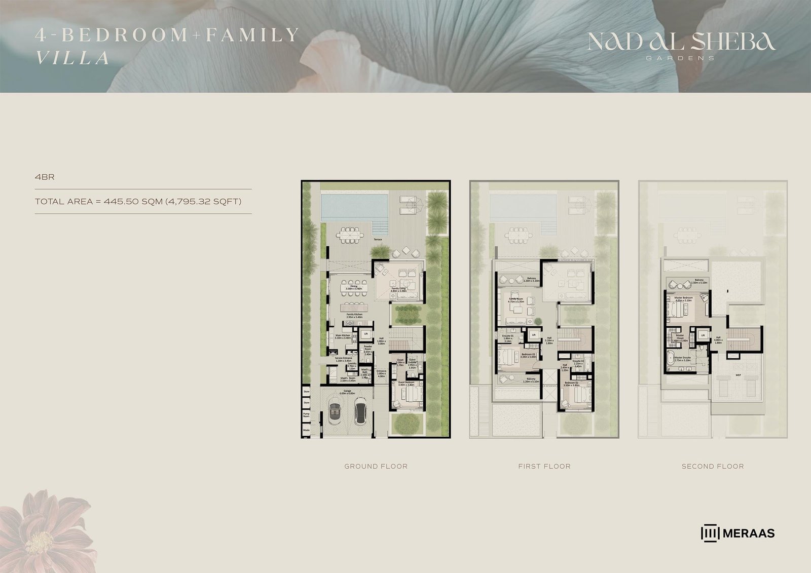 4 Bedroom + Pool + Maid floor plan