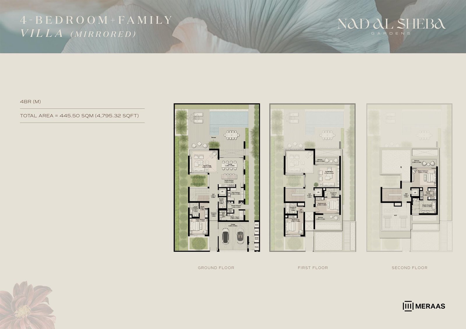 4 Bedroom + Pool + Maid floor plan