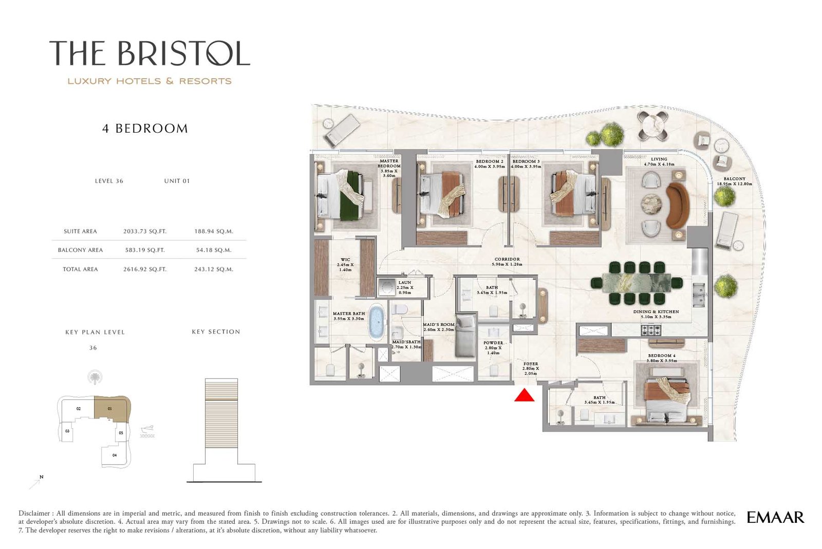 4 Bedrooms + Maid floor plan
