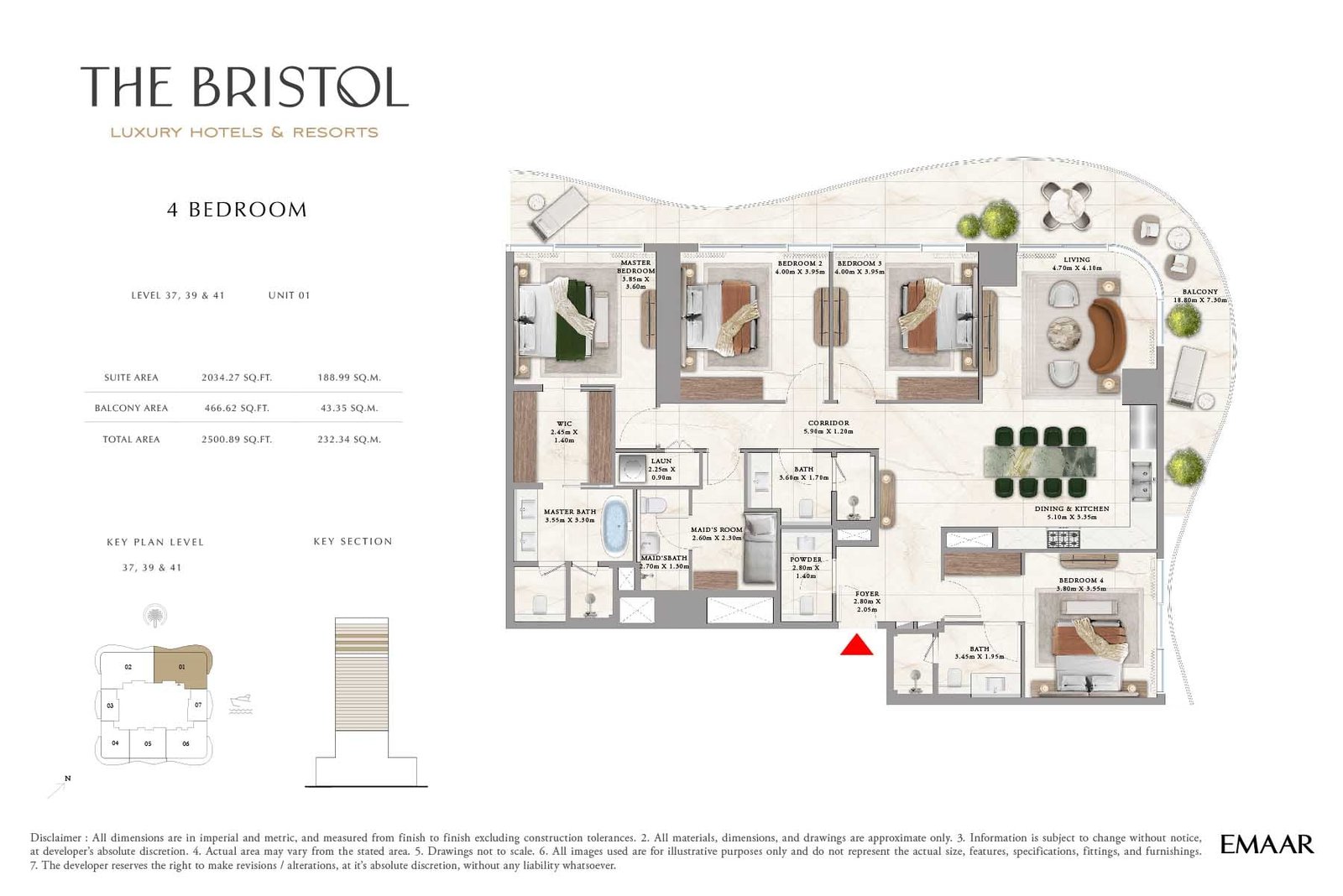 4 Bedrooms + Maid floor plan