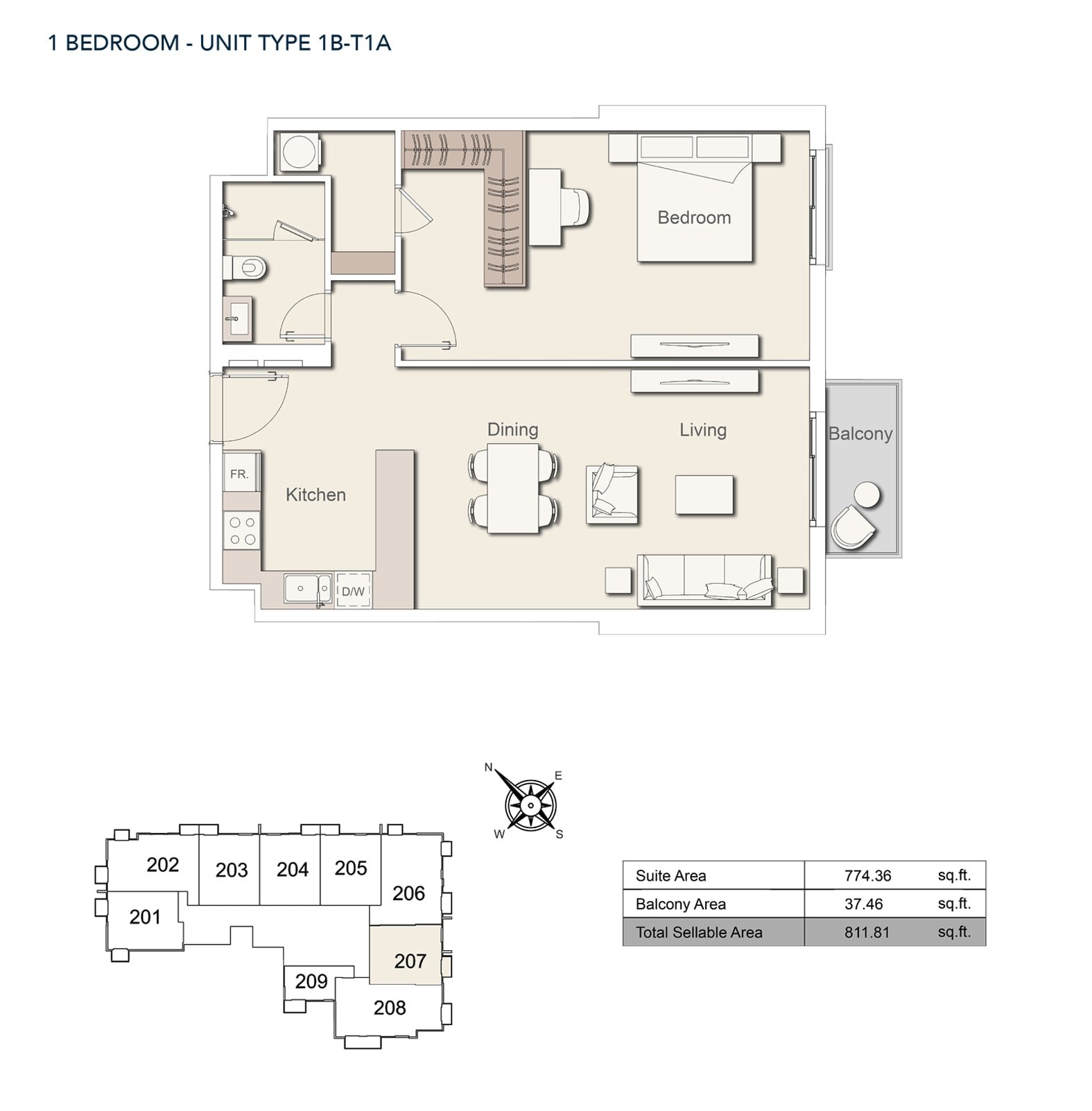 1 Bedroom floor plan