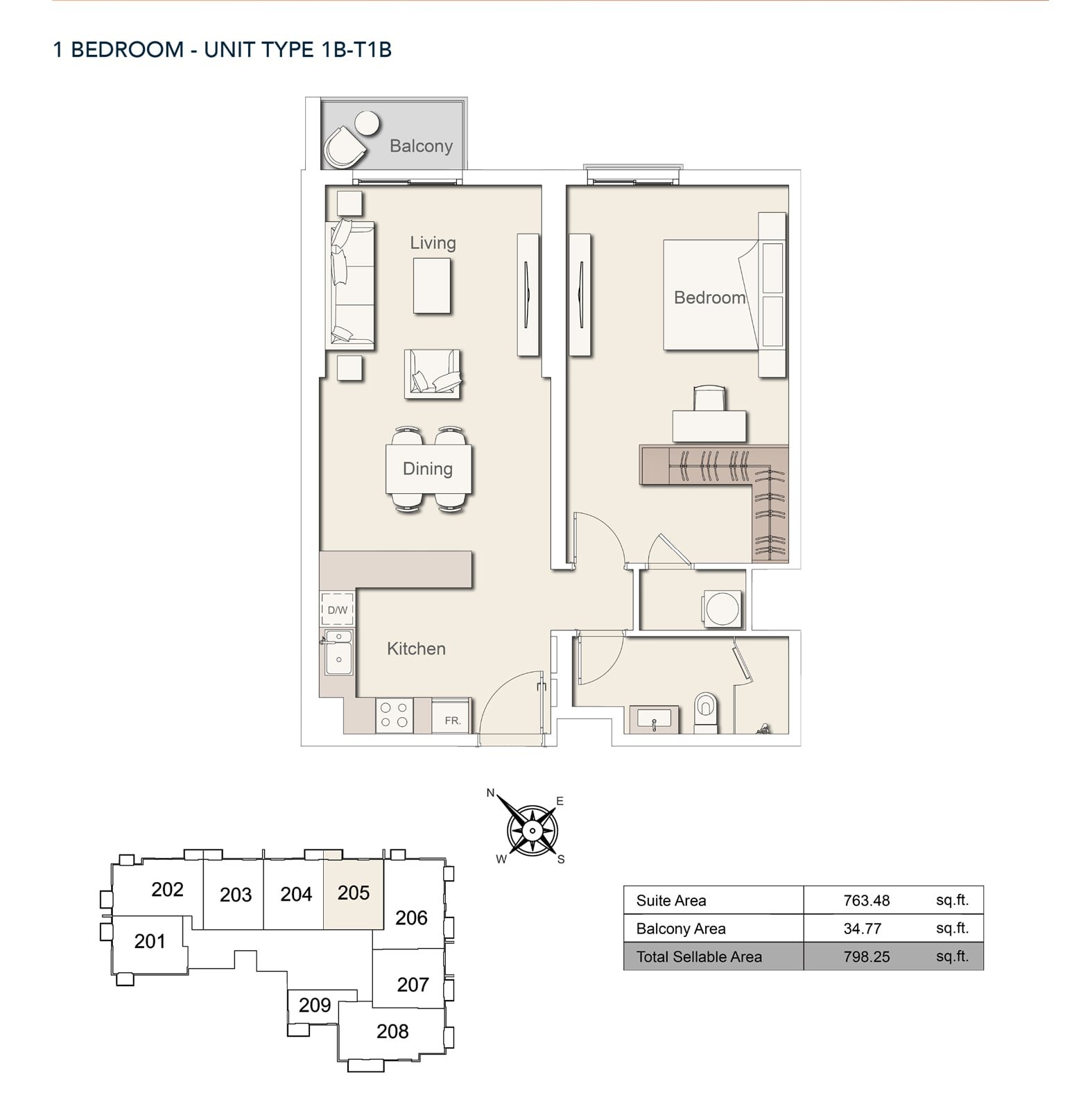 1 Bedroom floor plan