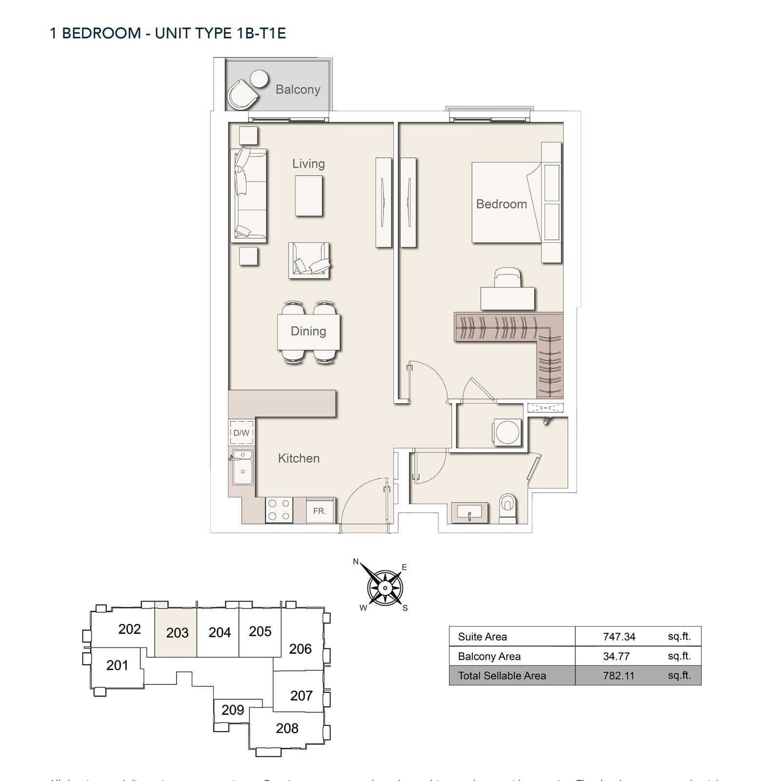 1 Bedroom floor plan