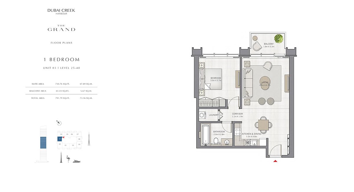 1 Bedroom floor plan