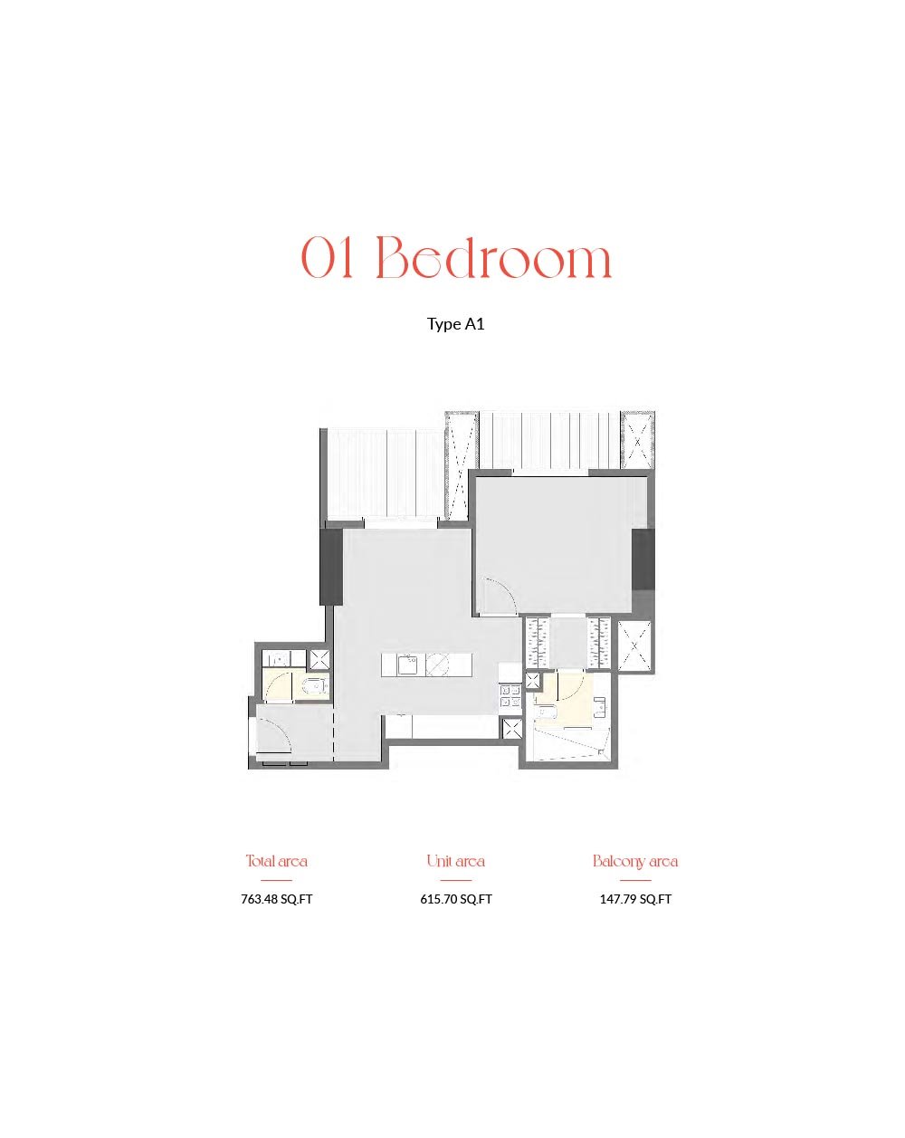1 Bedroom floor plan