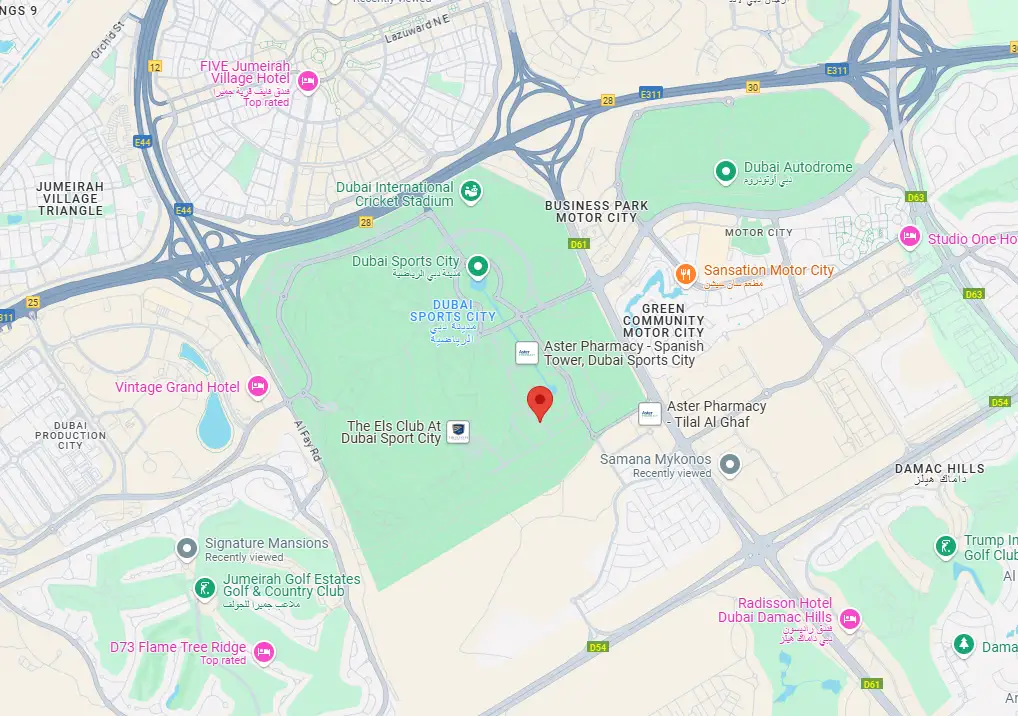 Urban Park Residences Dubai location map