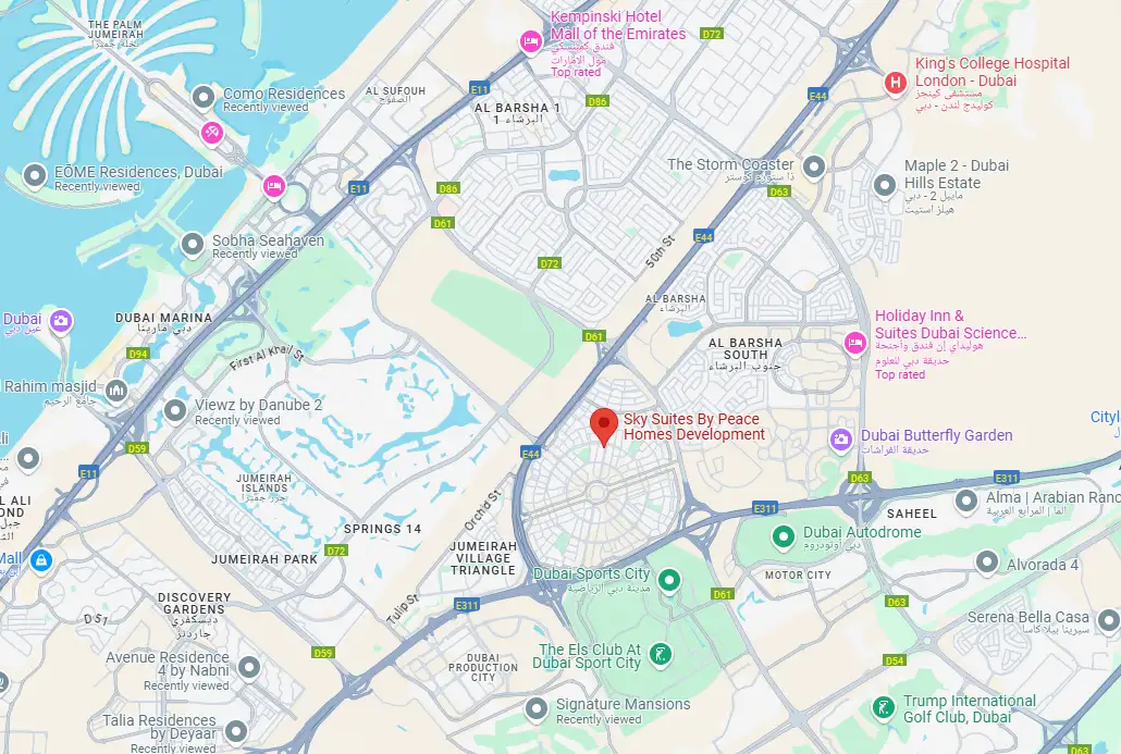 Sky Suites at JVC location map