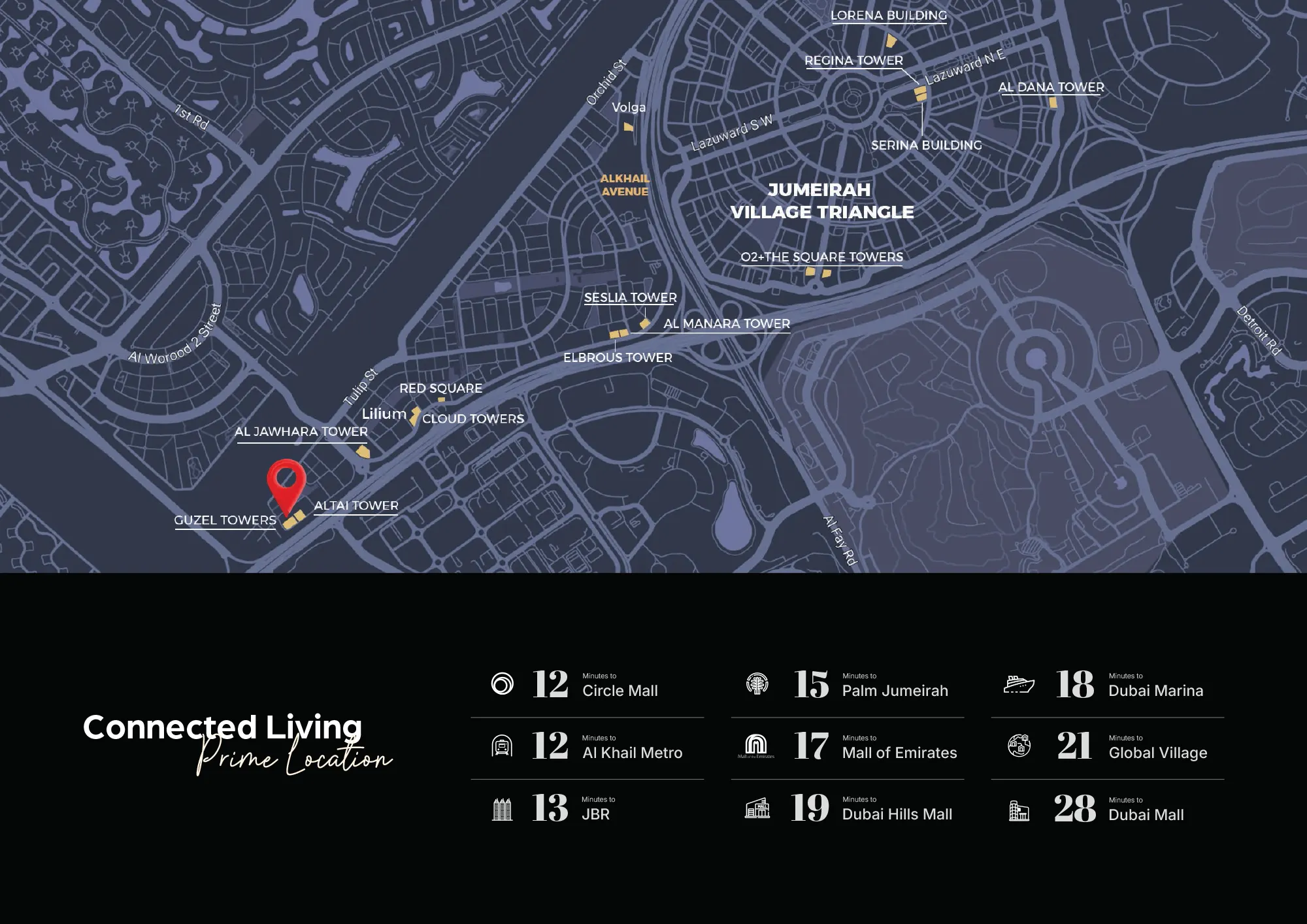 Guzel Towers at JVT location map