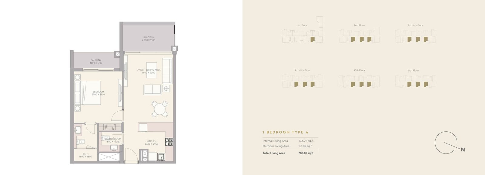 1 Bedroom floor plan