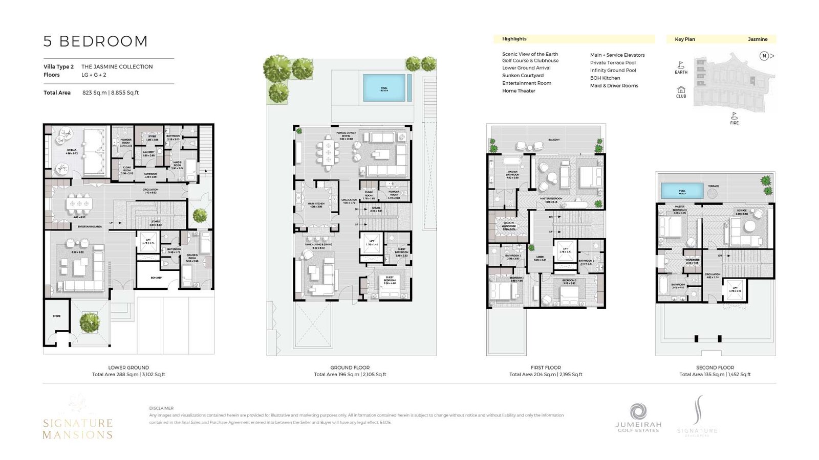 5 Bedrooms + Pool + Maid + Store Room floor plan