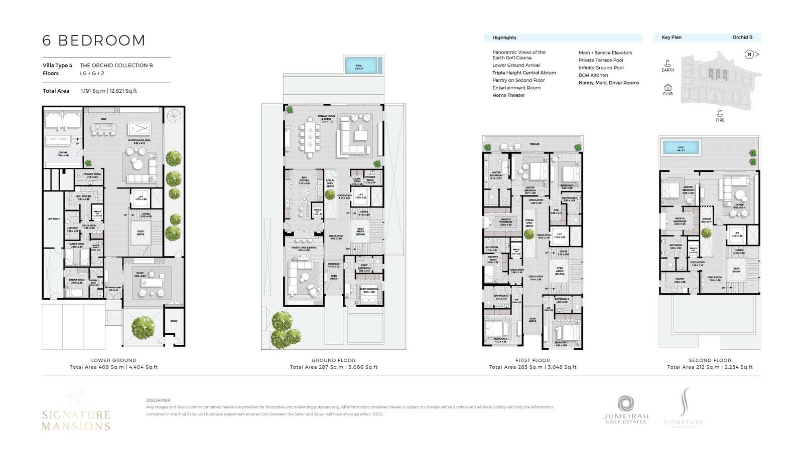 6 Bedrooms + Pool + Maid + Store Room floor plan