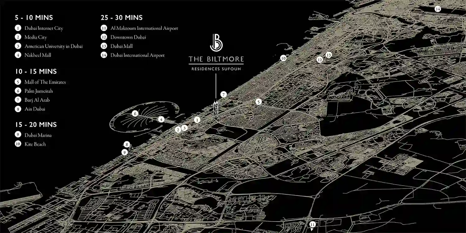 The Biltmore Residences Sufouh location map