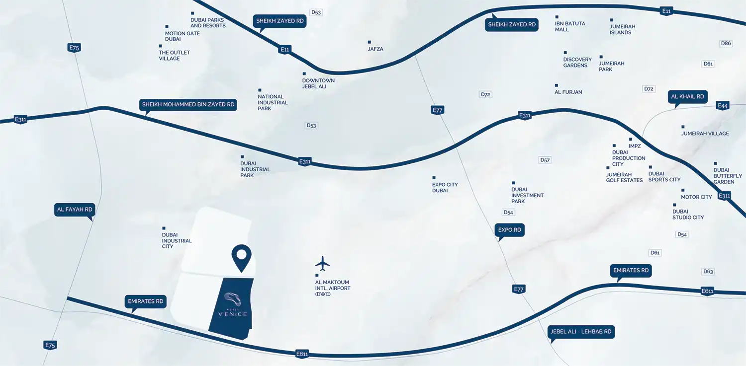 The Island at Azizi Venice location map