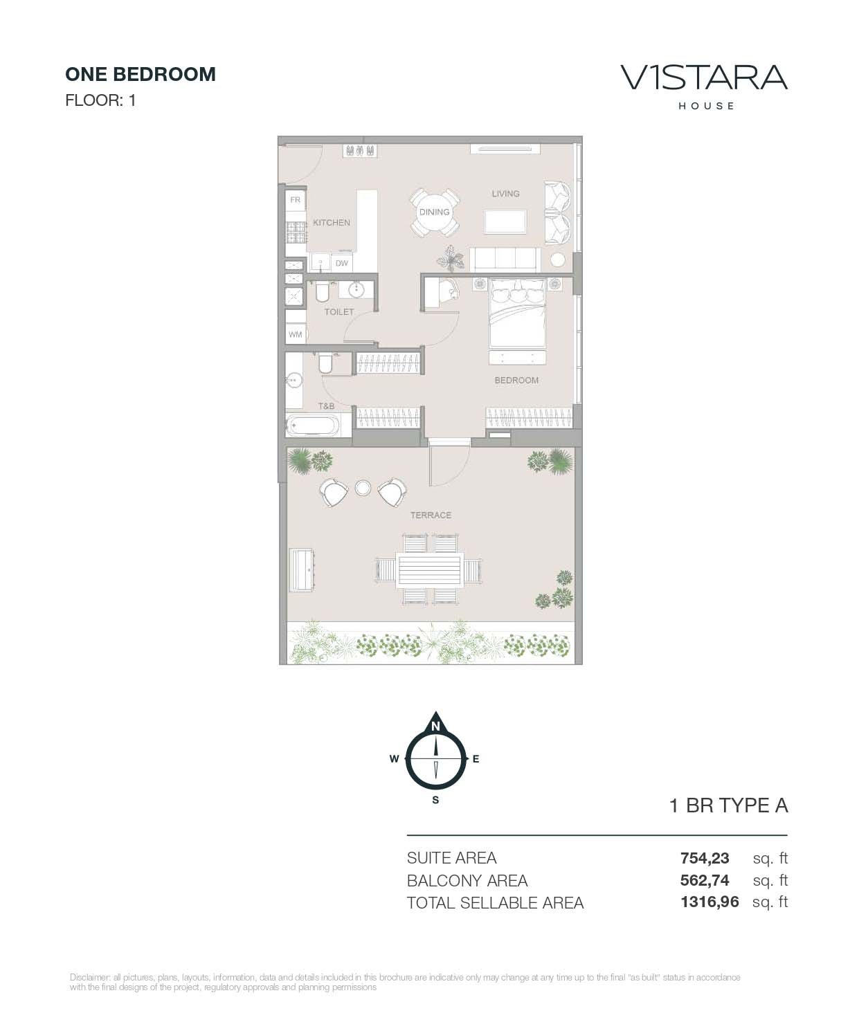 1 Bedroom floor plan