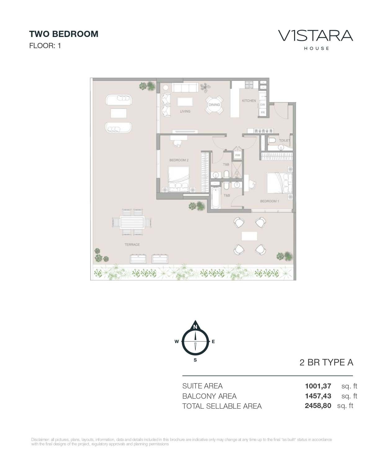 2 Bedrooms floor plan