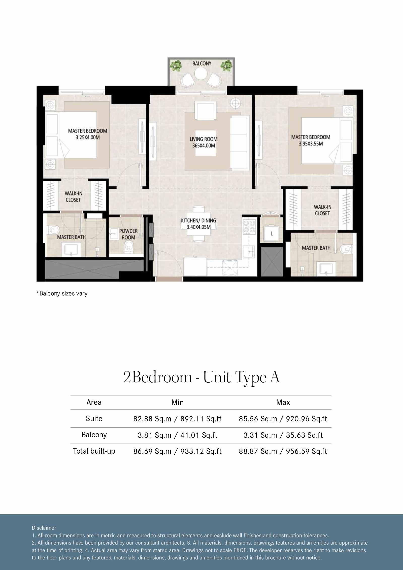 2 Bedrooms floor plan