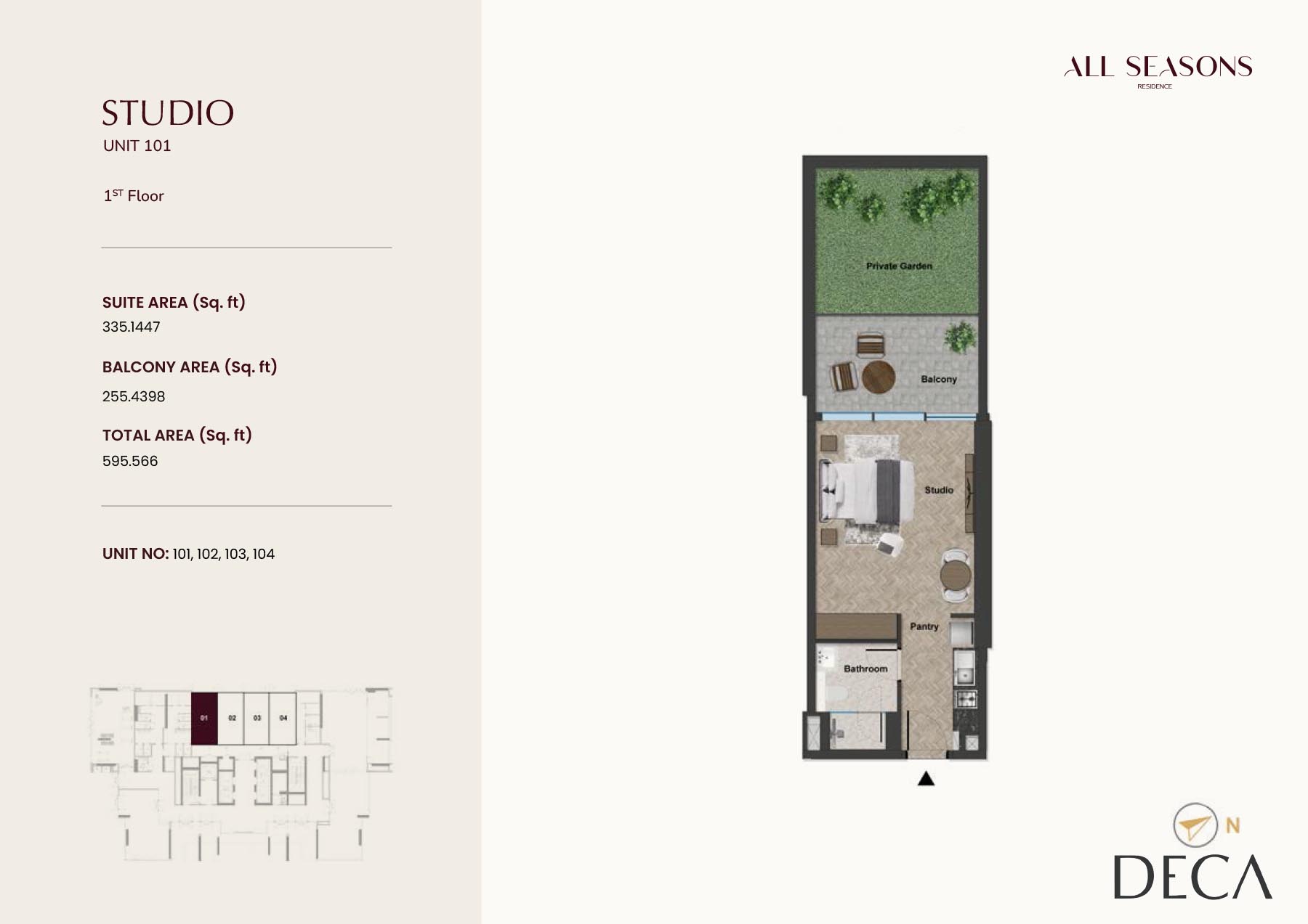 All Seasons Residence at Dubai Sports City Studio UNIT 101 floor plan