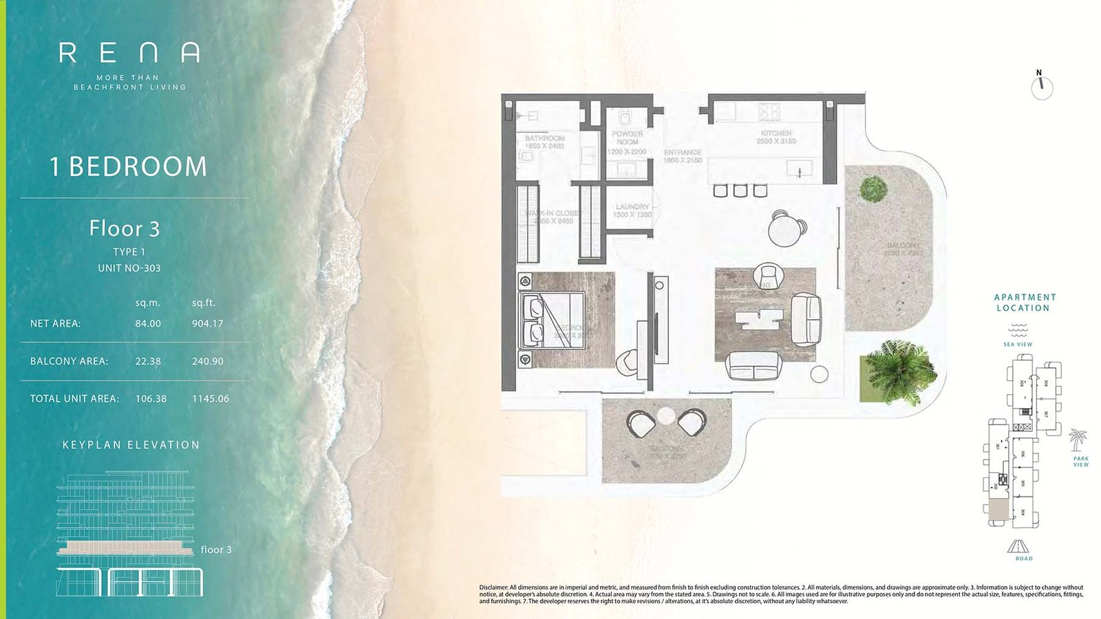 1 Bedroom floor plan