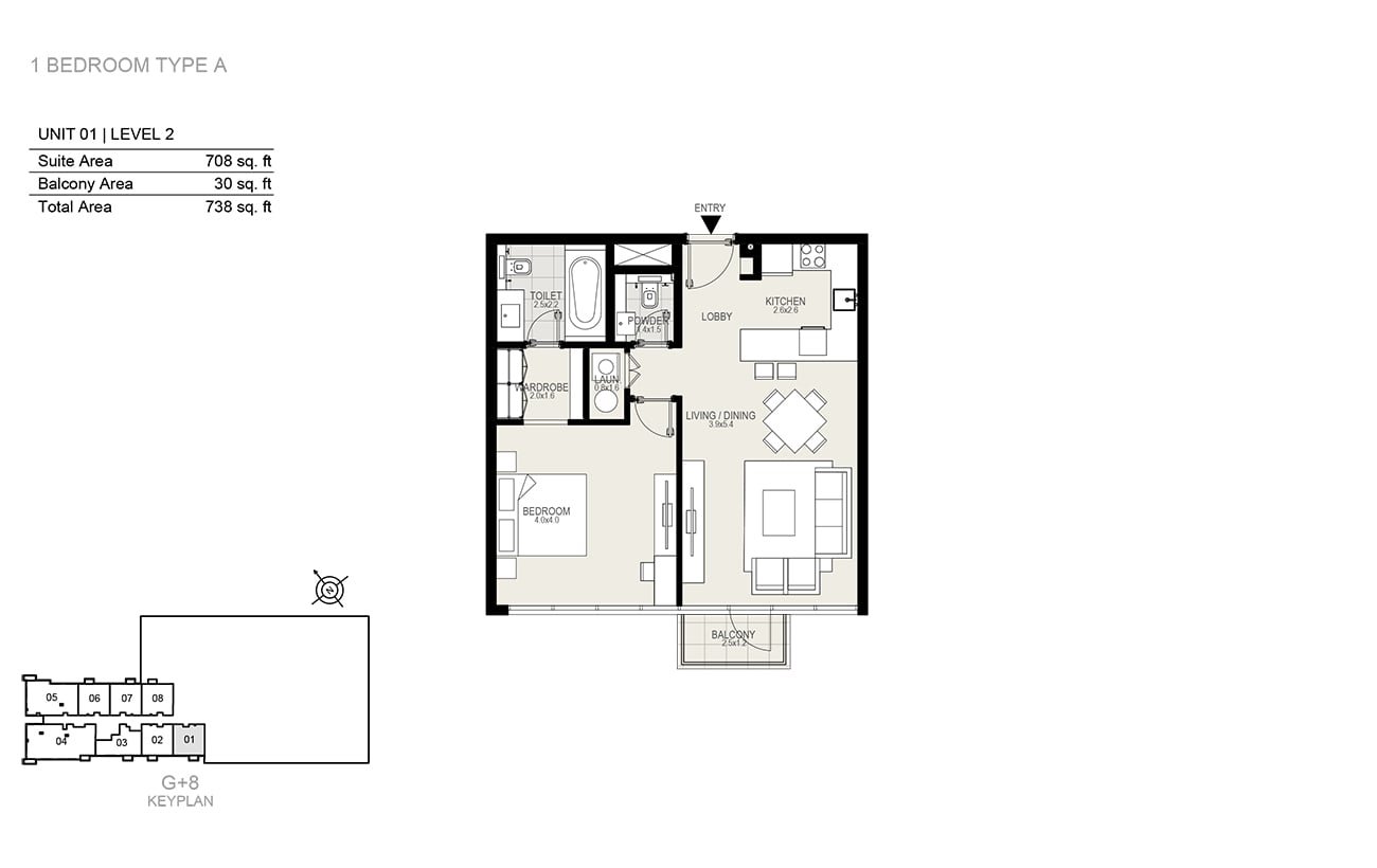 1 Bedroom floor plan