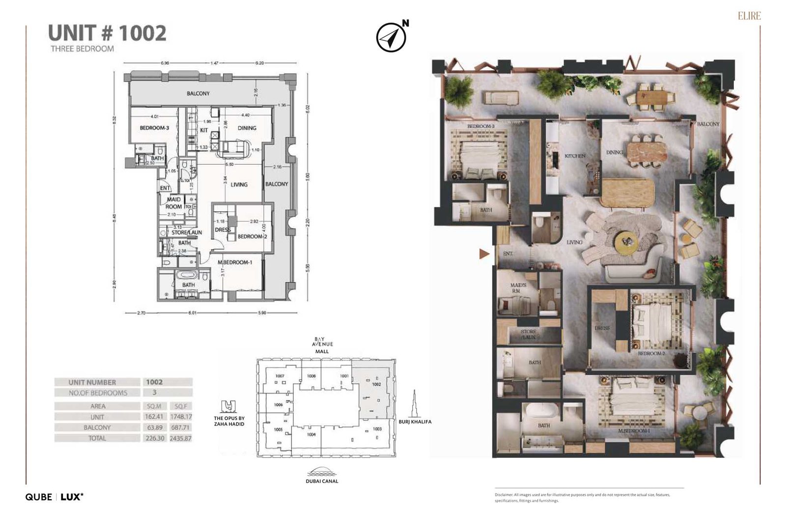 3 Bedrooms + Maid floor plan