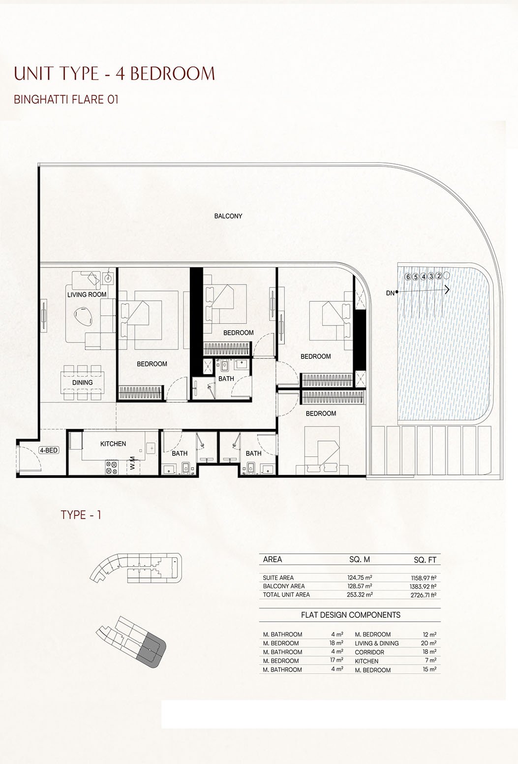 4 Bedrooms floor plan