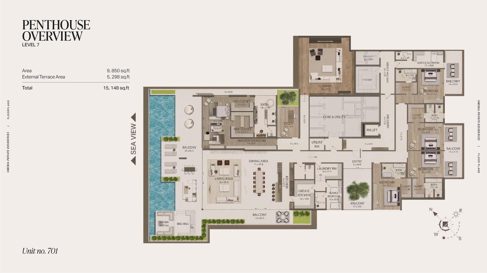5 Bedrooms + Pool + Study floor plan