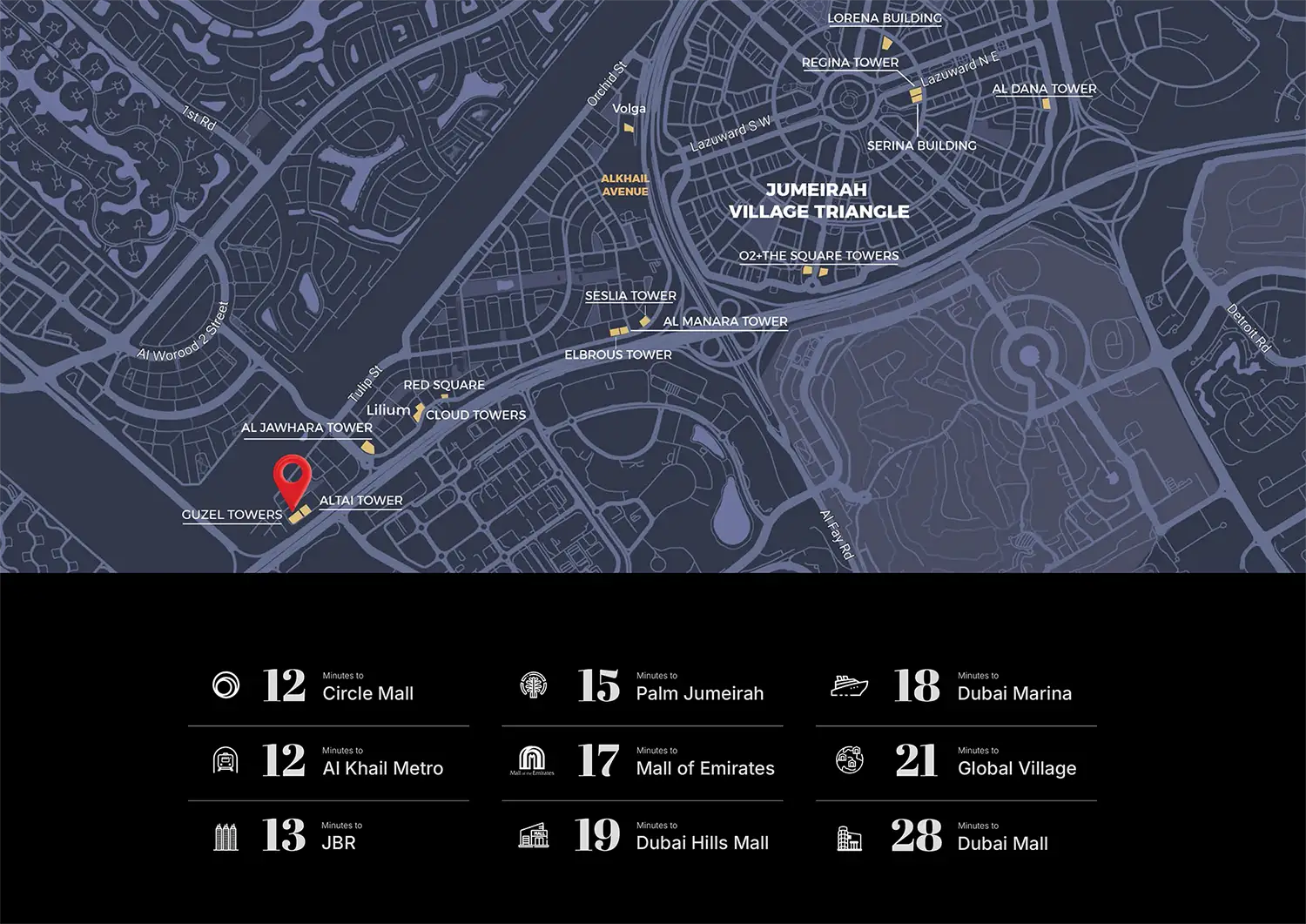 Guzel Towers Phase 4 at JVT location map