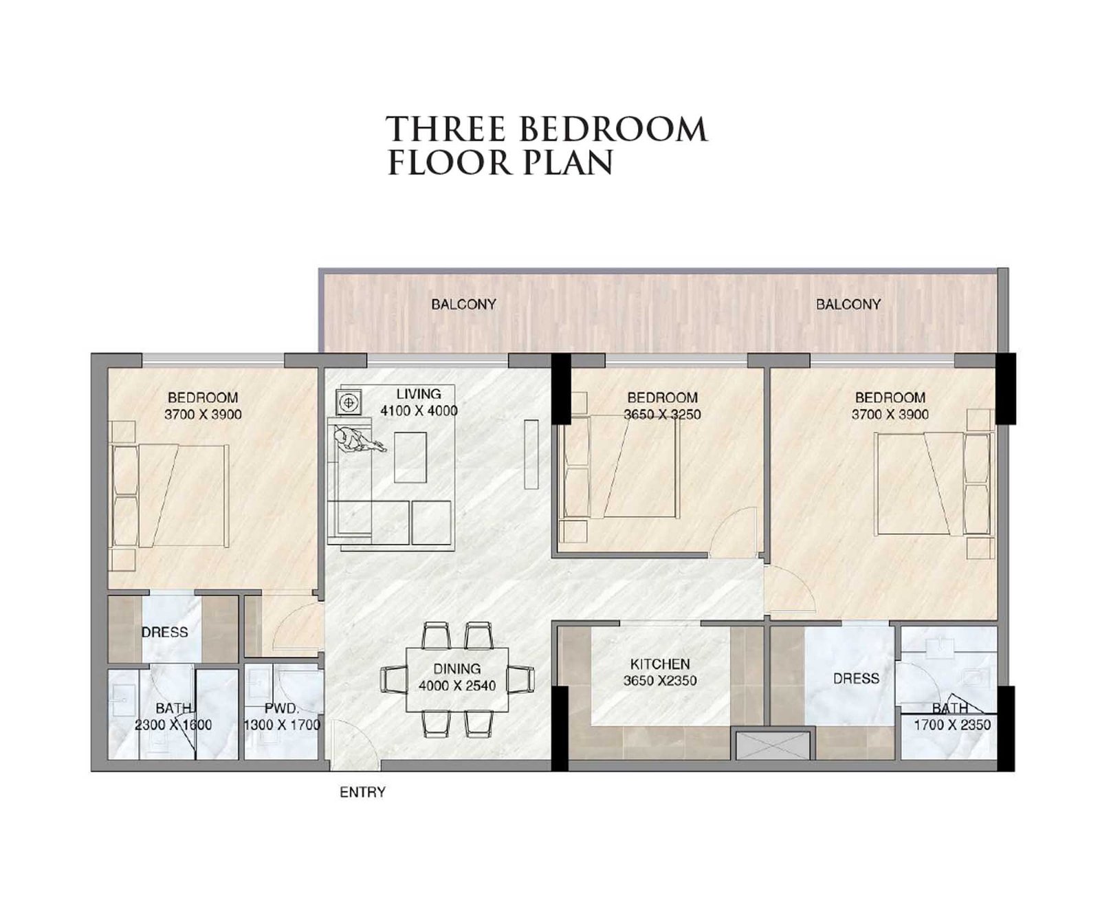 3 Bedrooms floor plan