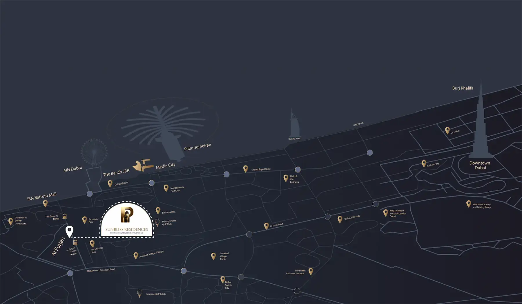 Sunbliss Residences at Al Furjan location map