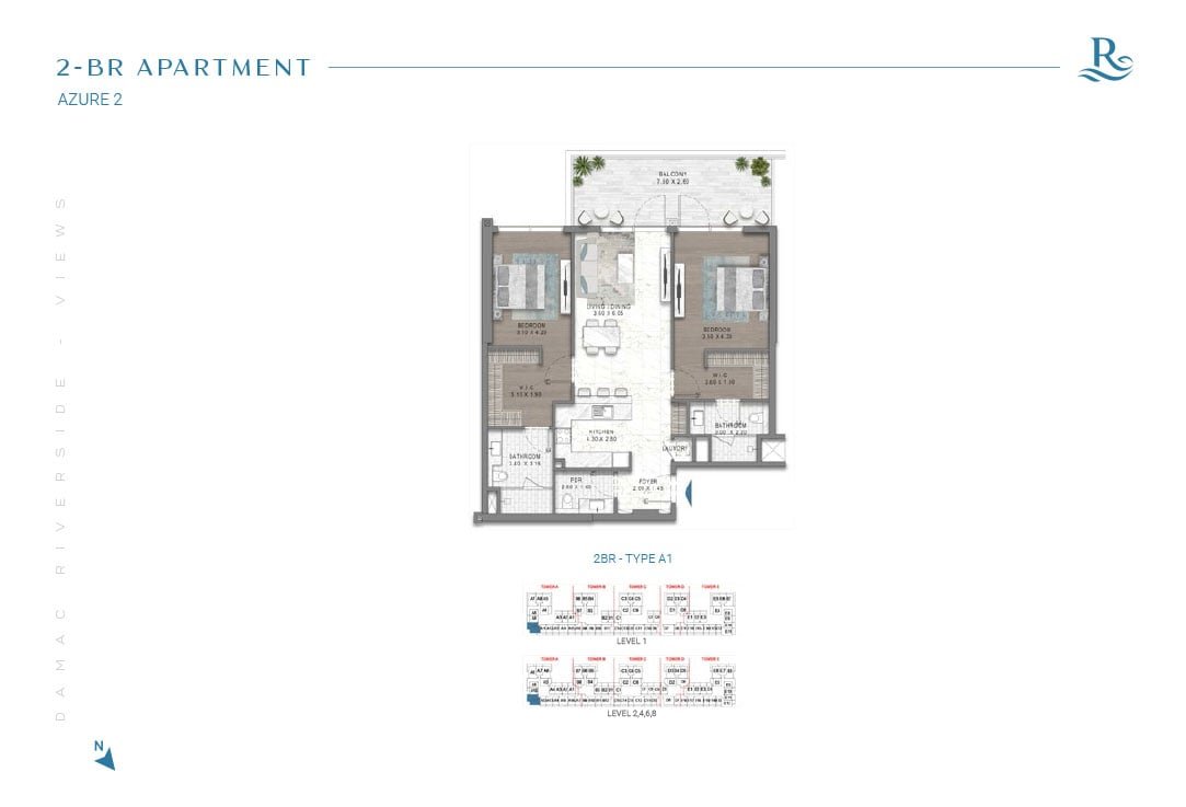 2 Bedrooms floor plan