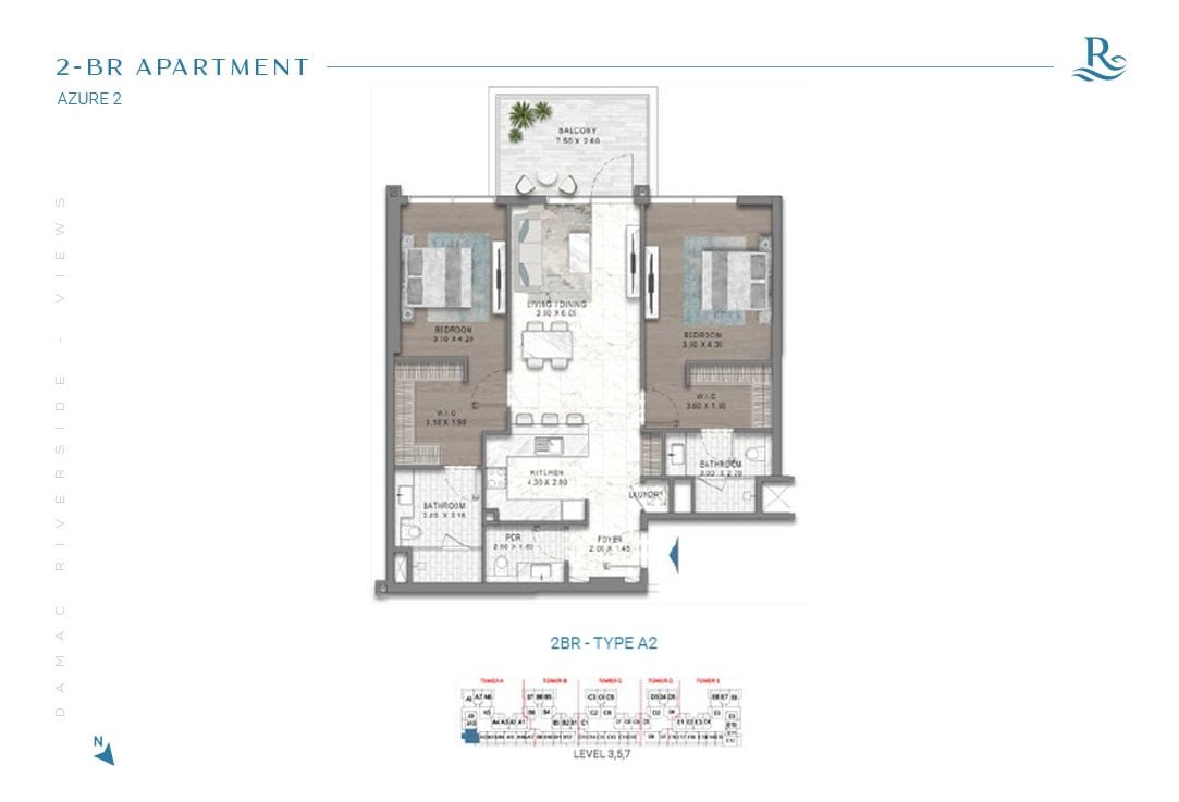 2 Bedrooms floor plan