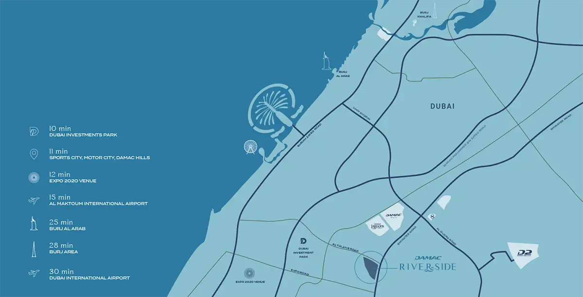 Damac Riverside Views location map