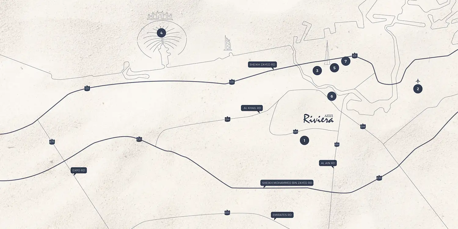 Azizi Riviera 50 location map