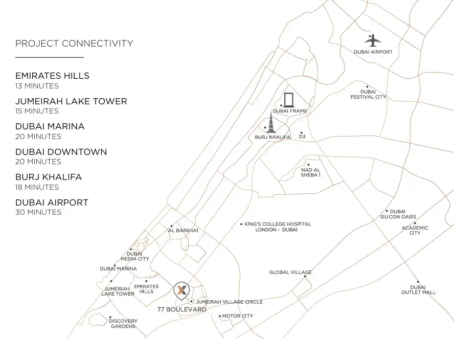 77 Boulevard at JVC location map