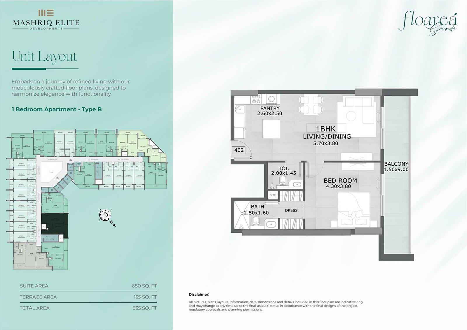 1 Bedroom floor plan