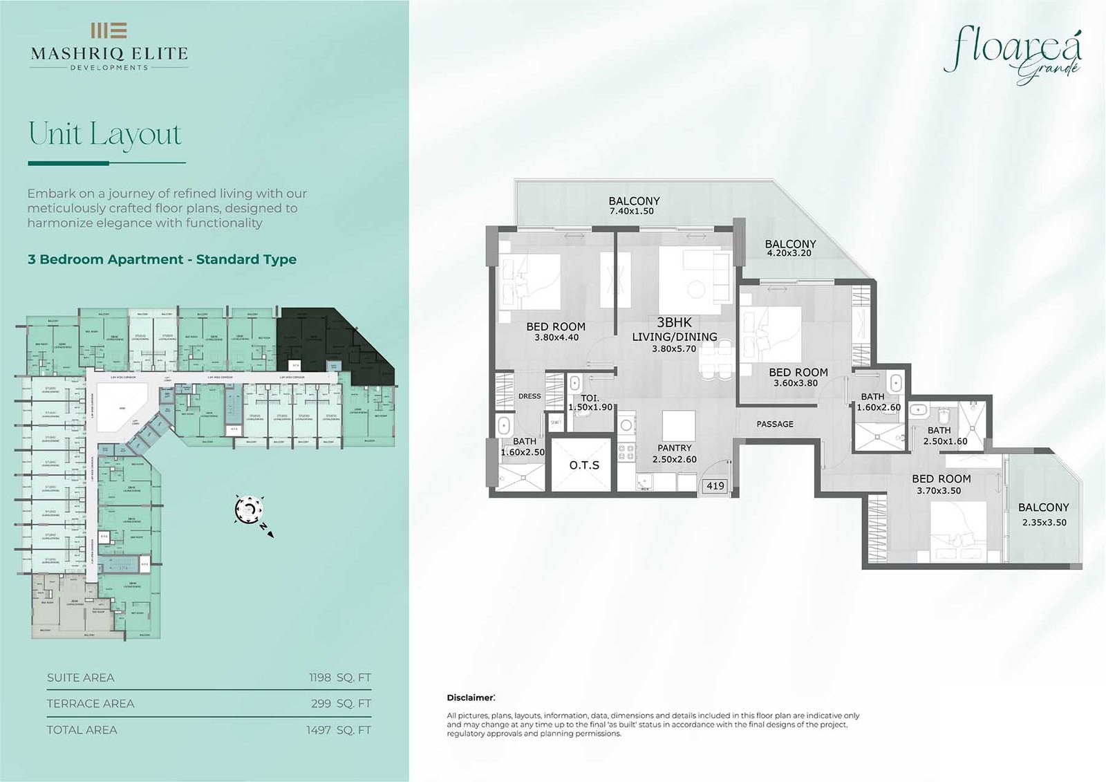 3 Bedrooms floor plan