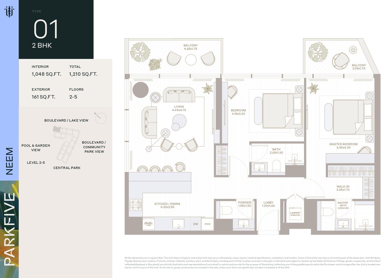 2 Bedrooms floor plan