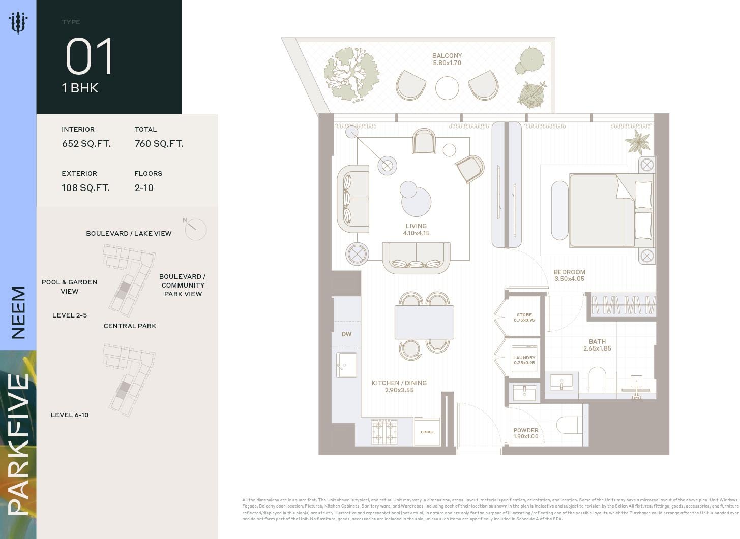 1 Bedroom floor plan
