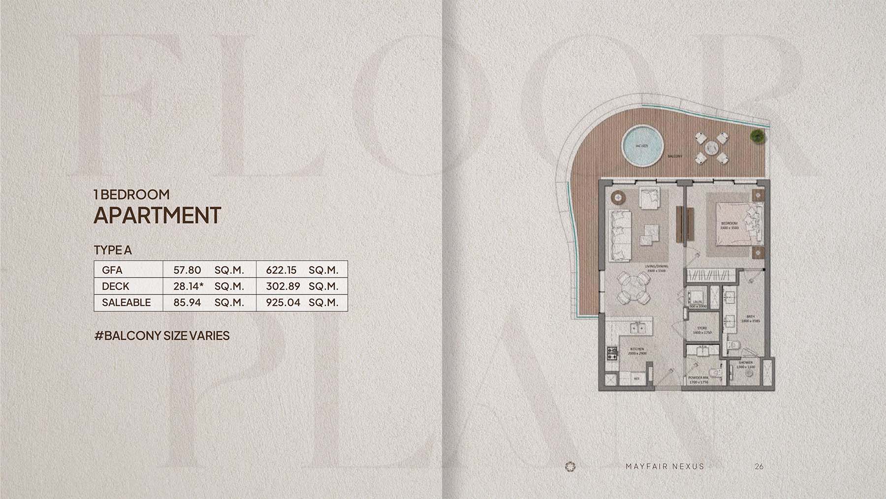 1 Bedroom floor plan