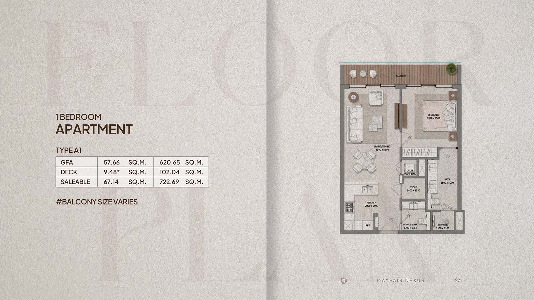 1 Bedroom floor plan