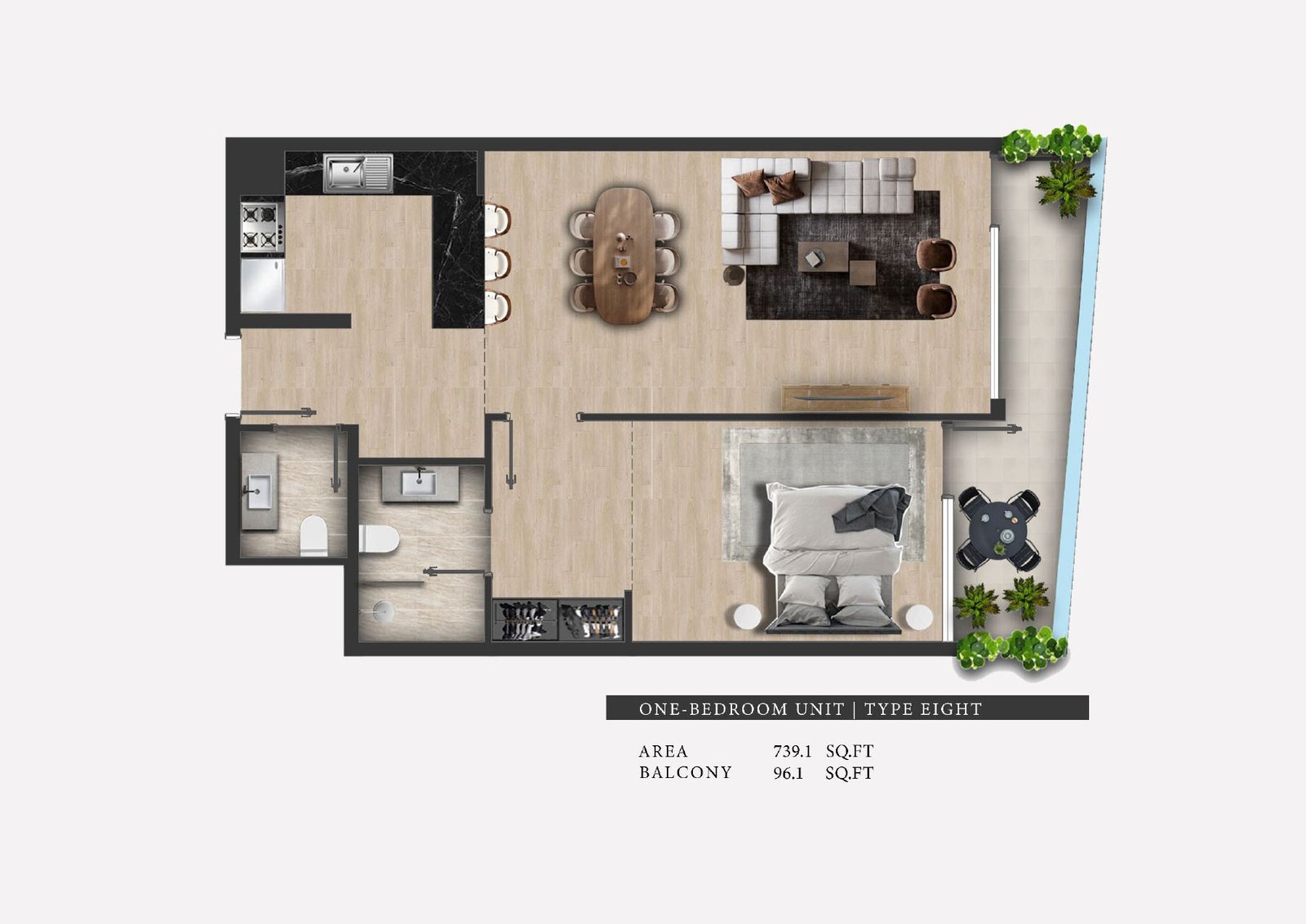 1 Bedroom floor plan