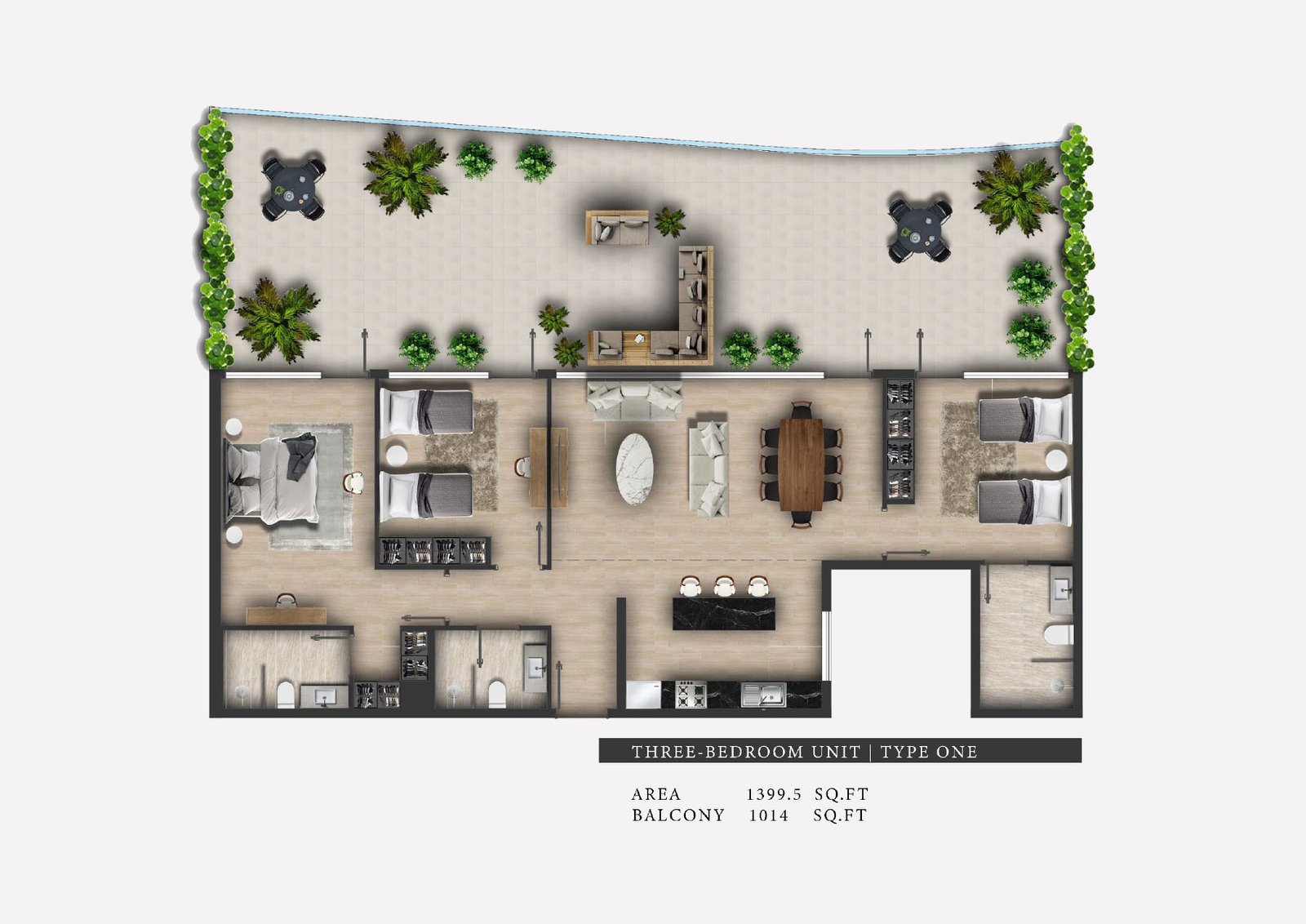 3 Bedrooms floor plan