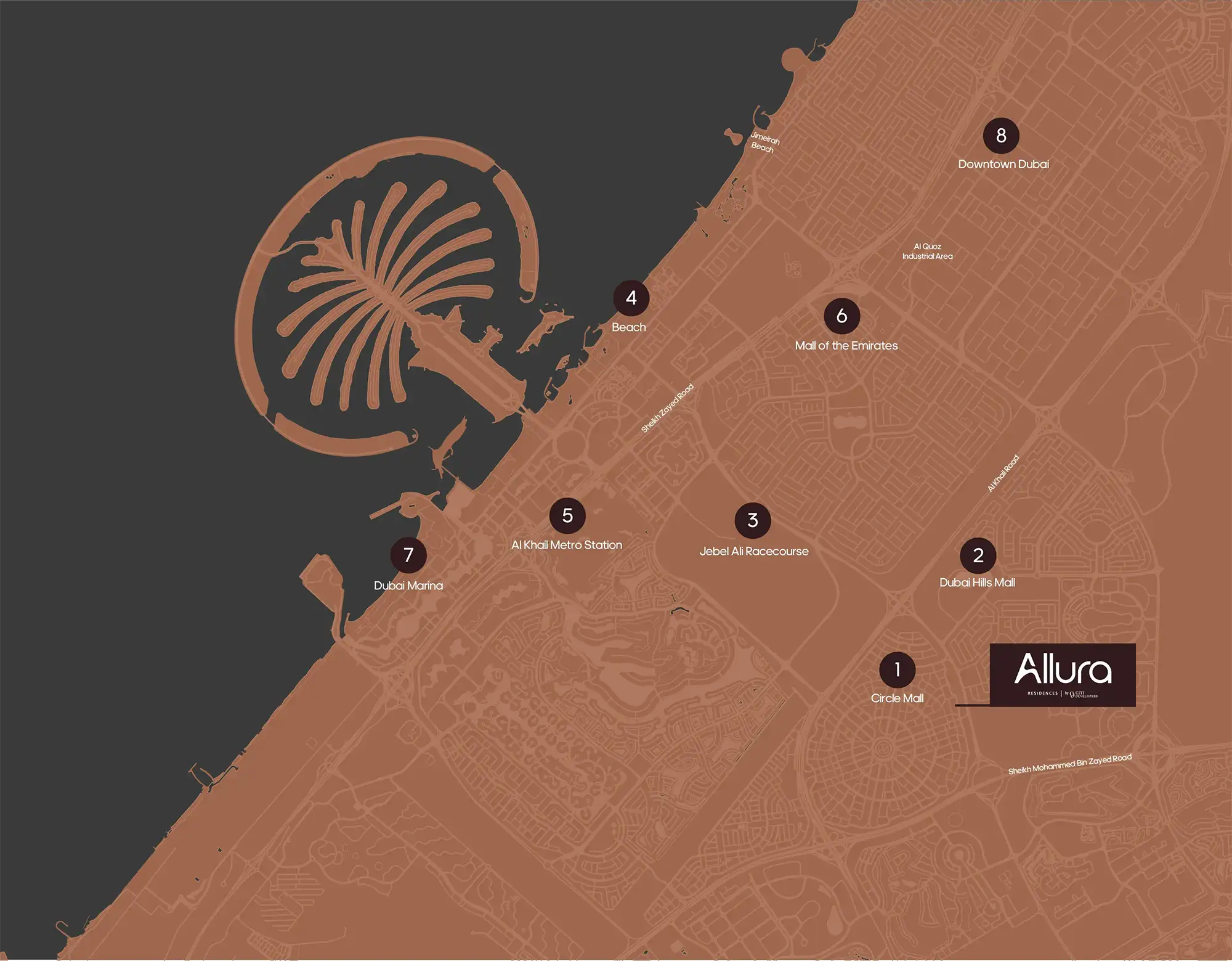 Allura Residences at JVC location map