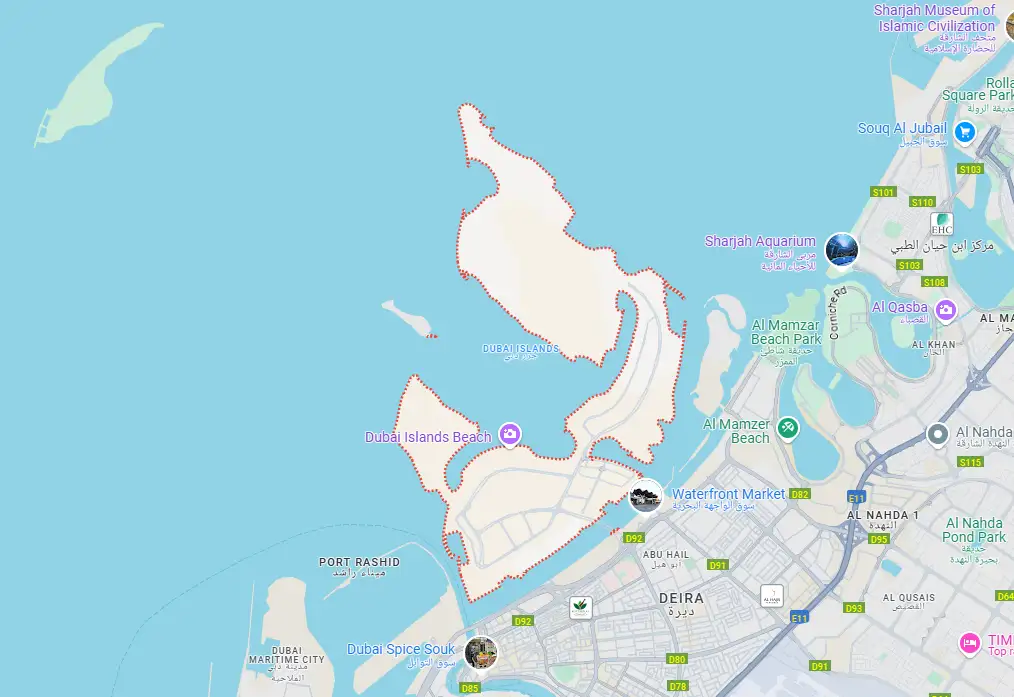 Sea Legend One at Dubai Islands location map
