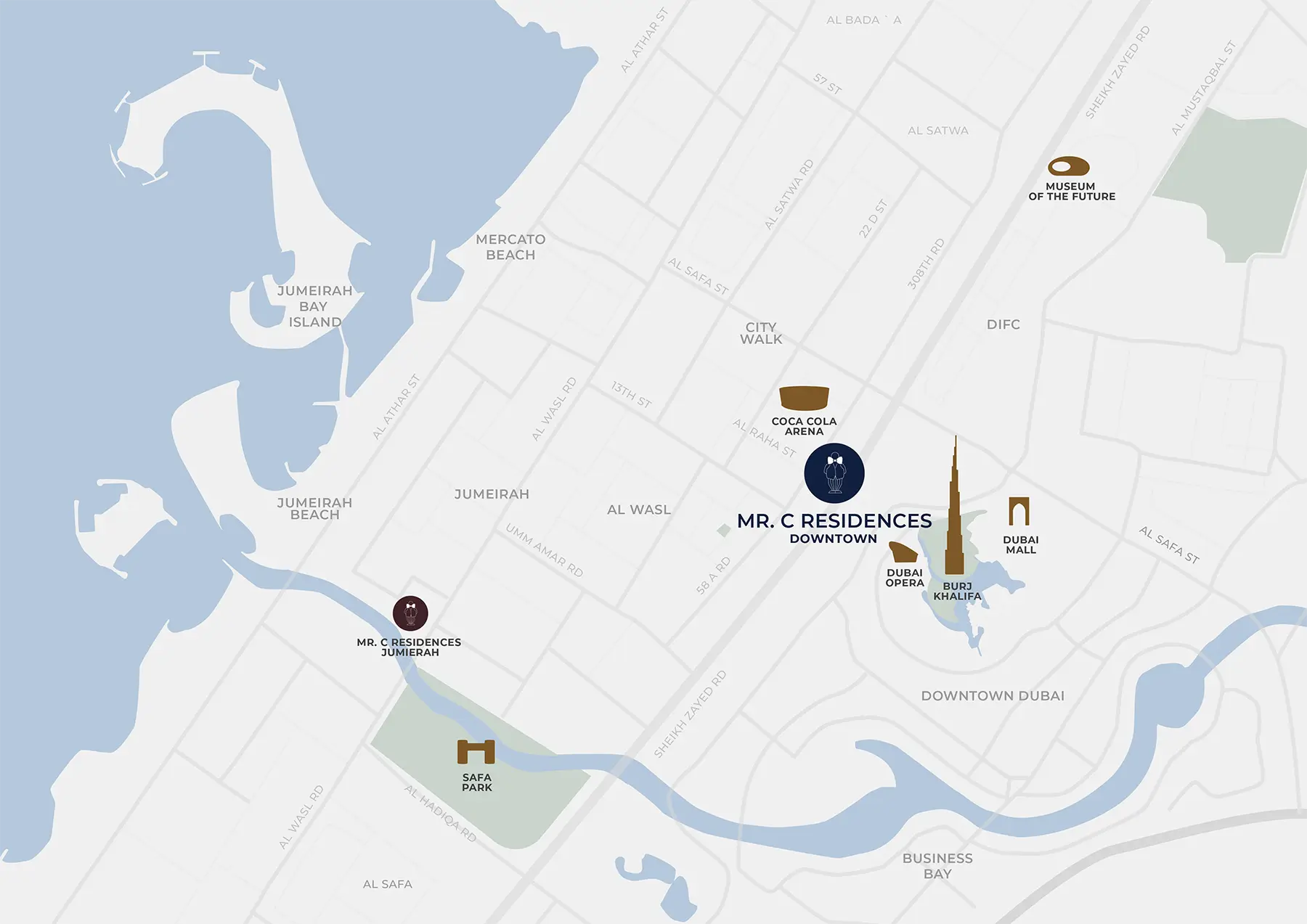 Mr C Residences at Downtown Dubai location map