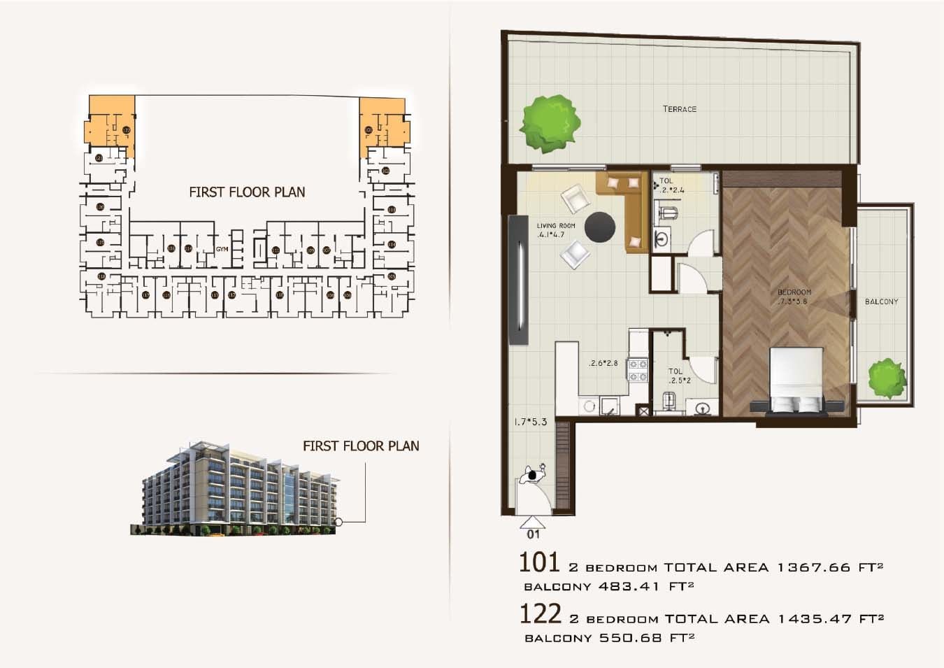 1 Bedroom floor plan