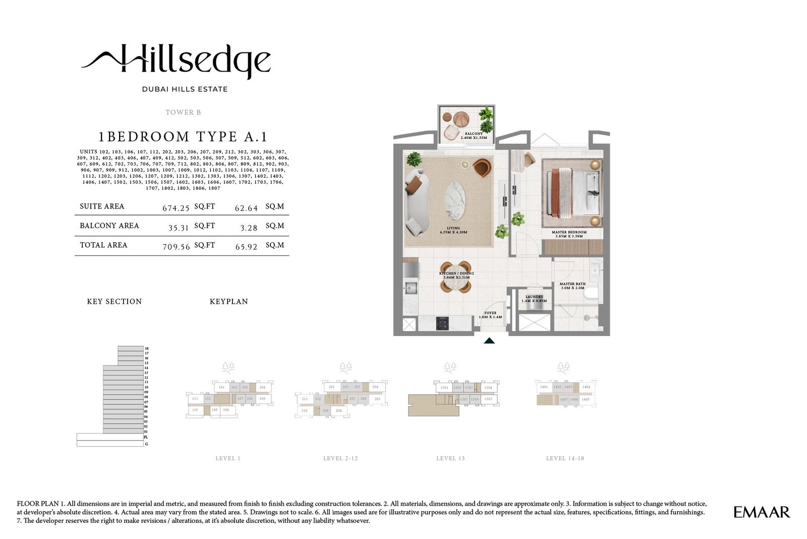 1 Bedroom floor plan