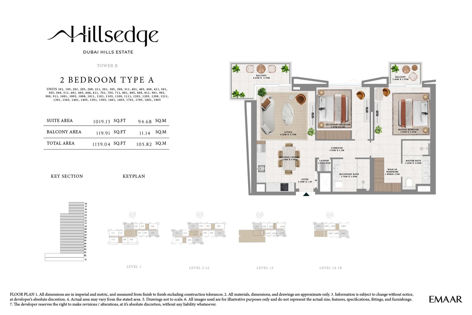 2 Bedrooms floor plan