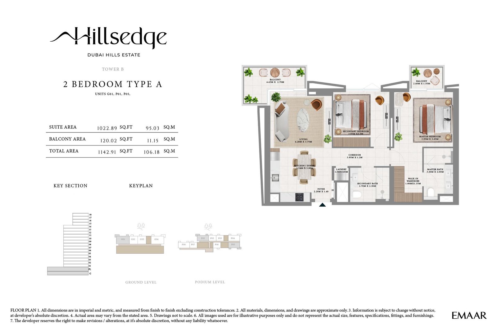 2 Bedrooms floor plan